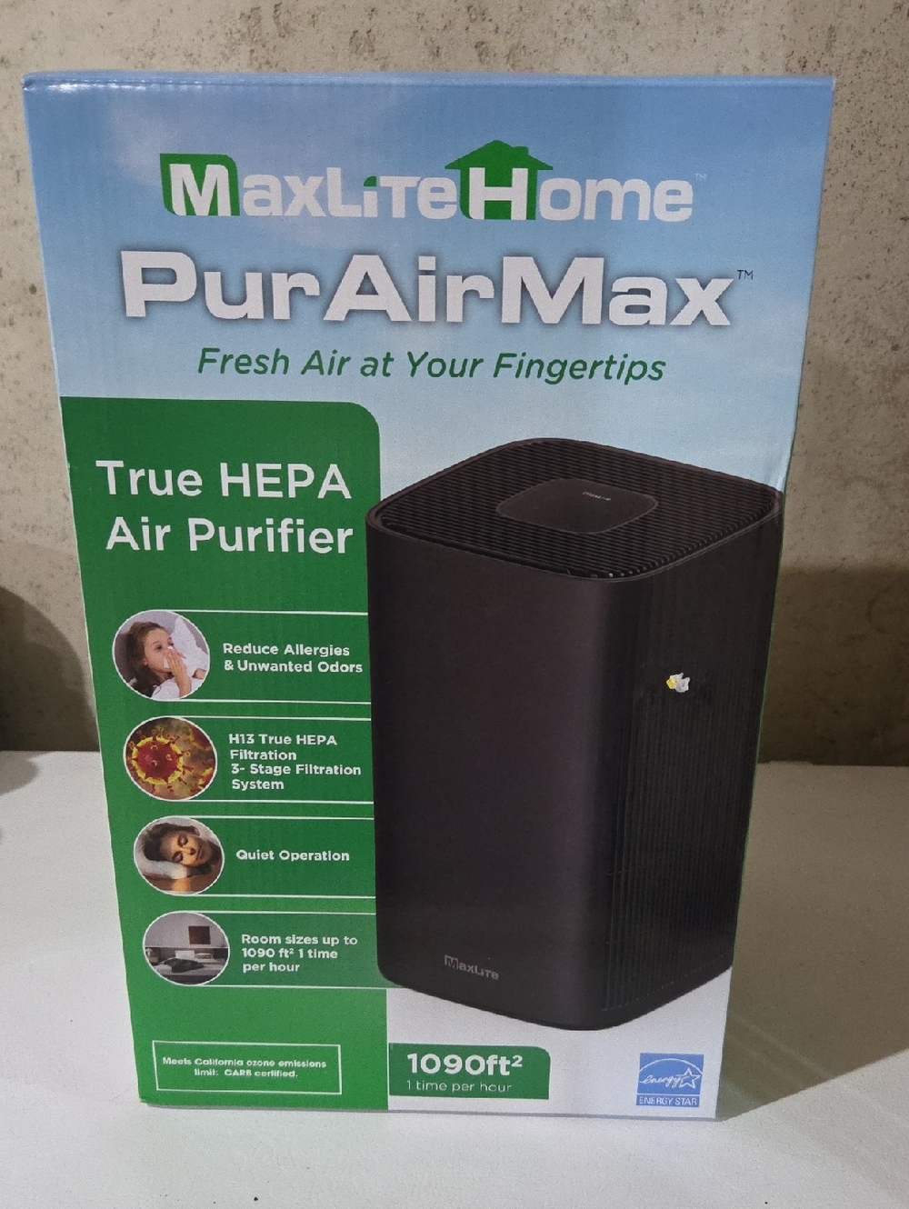 MaxLiteHome PurAirMax True HEPA Air Purifier - Black